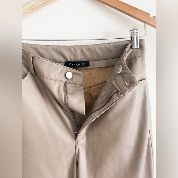 Dynamite Gisele Straight Leg Faux Leather Pants, Brown, Size 6 - Picture 7 of 10